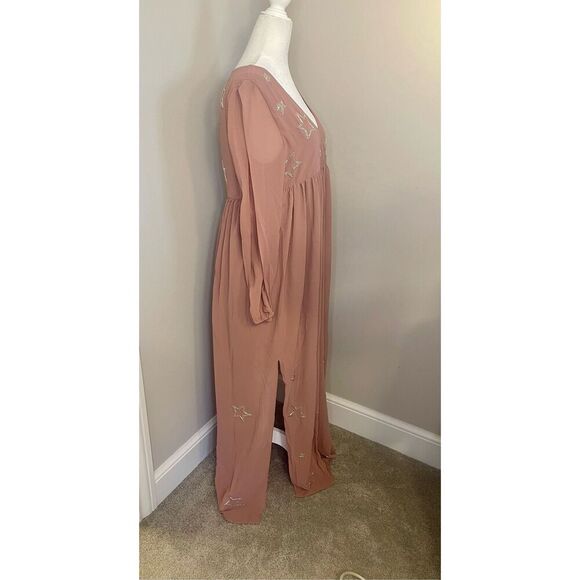 Chaser Women's S Pink Beaded Star Maxi Dress V-Neck Party‎ Cocktail - Picture 6 of 9